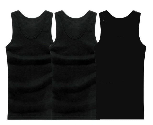 3pcs/lot Cotton Mens Underwear Sleeveless Tank Top Solid Muscle Vest Undershirts O-neck Gymclothing T-shirt men's vest
