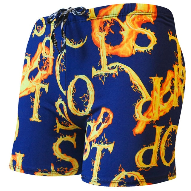 Summer Adult Swimming Trunks Men Swim Trunks Male Printing Boxer Swim Shorts Beach Surf Swimsuit Elastic Bathing Suit Swimwear