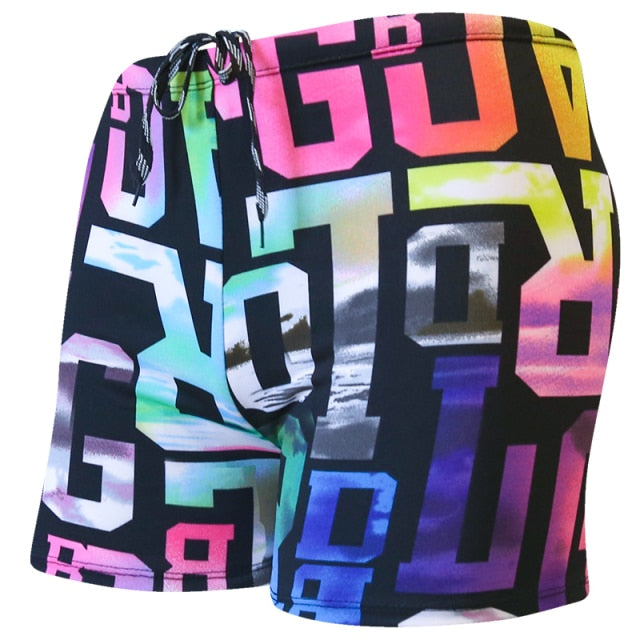 Summer Adult Swimming Trunks Men Swim Trunks Male Printing Boxer Swim Shorts Beach Surf Swimsuit Elastic Bathing Suit Swimwear