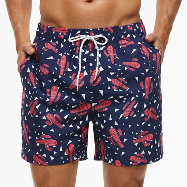 New Men's Swim Trunks Quick Dry Beach Shorts with Pockets Short Swiming Trunks with Mesh Lining Swimwear Bathing Suits
