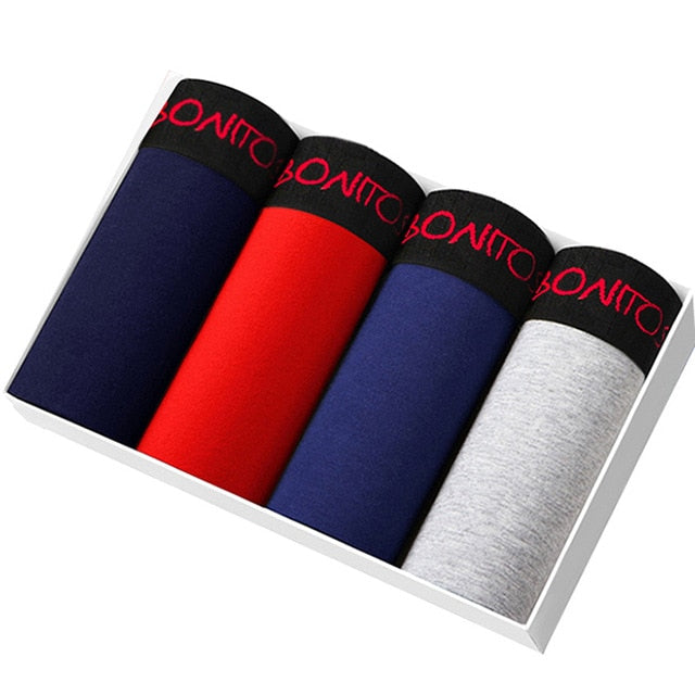 4pcs Boxer Shorts Underpants man Men's Panties Men Boxer Underwear Cotton for Male Couple Sexy Set Calecon Large Size Lot Soft