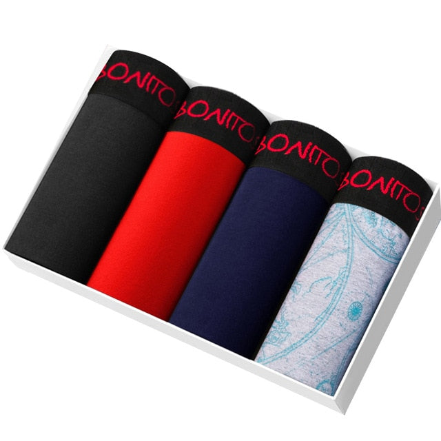 4pcs Boxer Shorts Underpants man Men's Panties Men Boxer Underwear Cotton for Male Couple Sexy Set Calecon Large Size Lot Soft