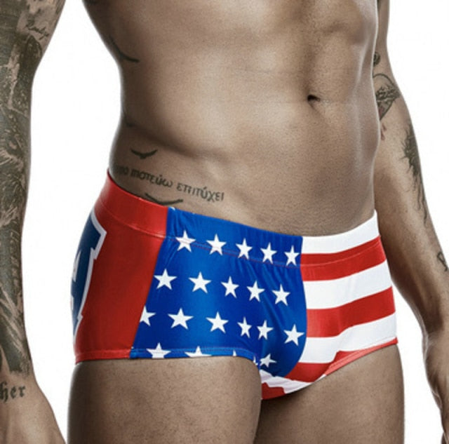 UK US CA Flag Swimwear Man Swimsuits Swimming Trunks For Men Fast Dry Mens Swim Briefs Men's Bathing Suits Beach Surf Short
