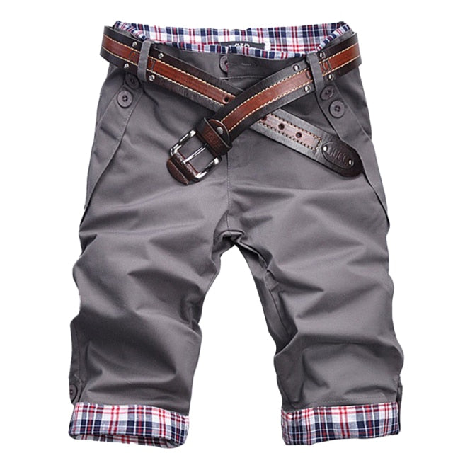 Men Casual Summer Plaid Patchwork Pockets Buttons Fifth Pants Loose Beach Shorts Male Summer Sports Workout Bottoms Clothing