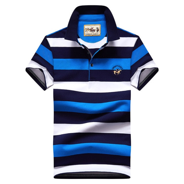 polo shirt men high quality mens polo shirt 95%cotton Short-sleeved embroidered stripes business casual mens polo shirt 3631