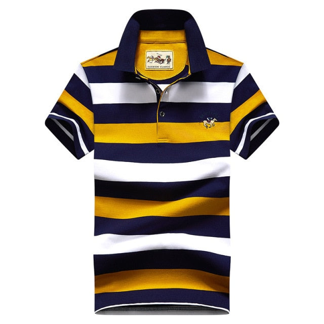 polo shirt men high quality mens polo shirt 95%cotton Short-sleeved embroidered stripes business casual mens polo shirt 3631