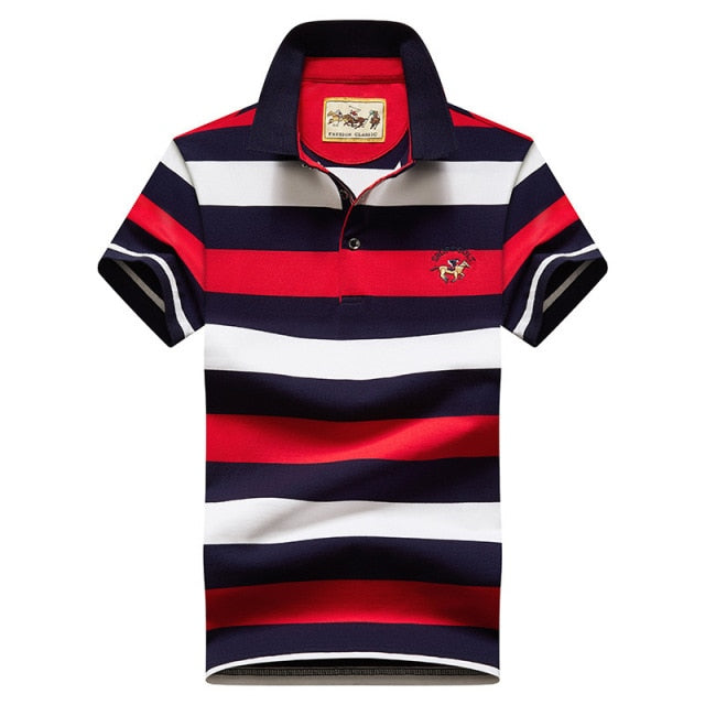 polo shirt men high quality mens polo shirt 95%cotton Short-sleeved embroidered stripes business casual mens polo shirt 3631
