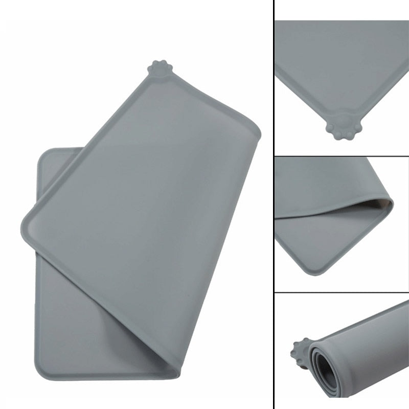 HOOPET Waterproof Pet Mat For Dog Cat Solid Color Silicone Pet Food Pad Pet Bowl Drinking Mat Dog Feeding Easy Washing