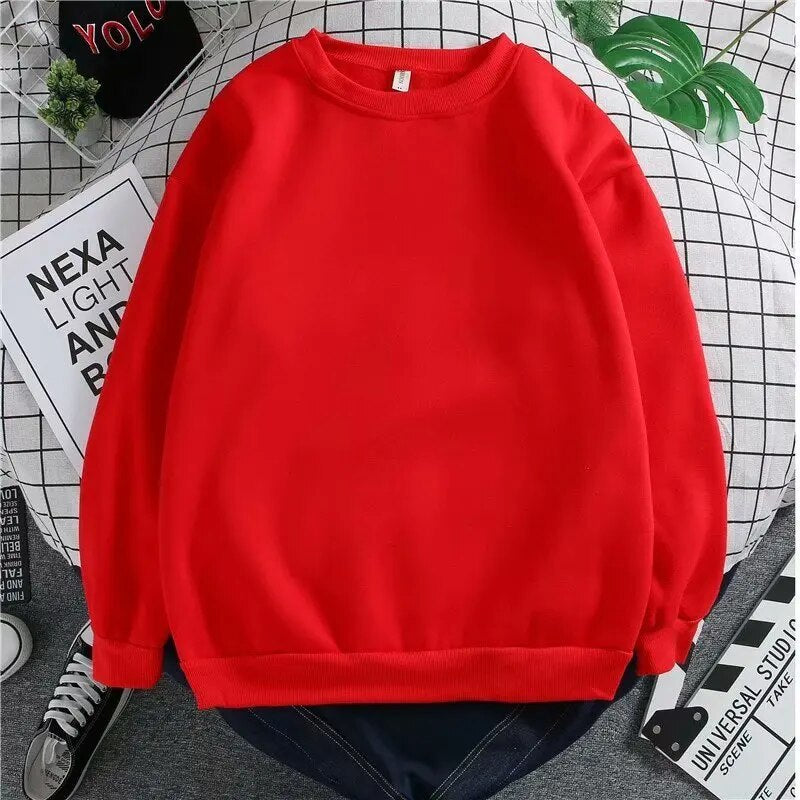 Winter Thickened Women Men Sweater Loose Joker Solid Color Lovers Couples Long Sleeve Fashion Pullover Top Blouse