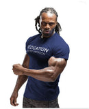 Men Tshirt Bodybuilding Breathability Cotton Summer Casual Letter Printed Short Sleeve Shirt Men Workout 3XL
