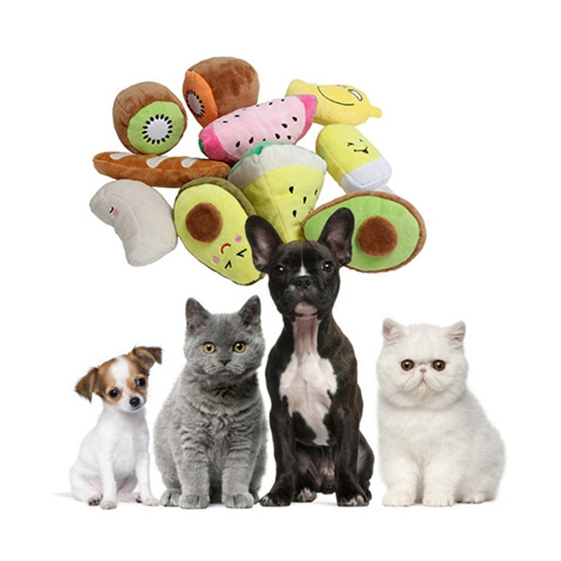 Dog Toys Plush Fruit Shaped Squeaky Cleaning Teeth Chew Toy Interactive Pet Molar Pet Toy For Dogs To Relieve Stress