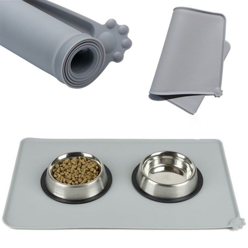 HOOPET Waterproof Pet Mat For Dog Cat Solid Color Silicone Pet Food Pad Pet Bowl Drinking Mat Dog Feeding Easy Washing