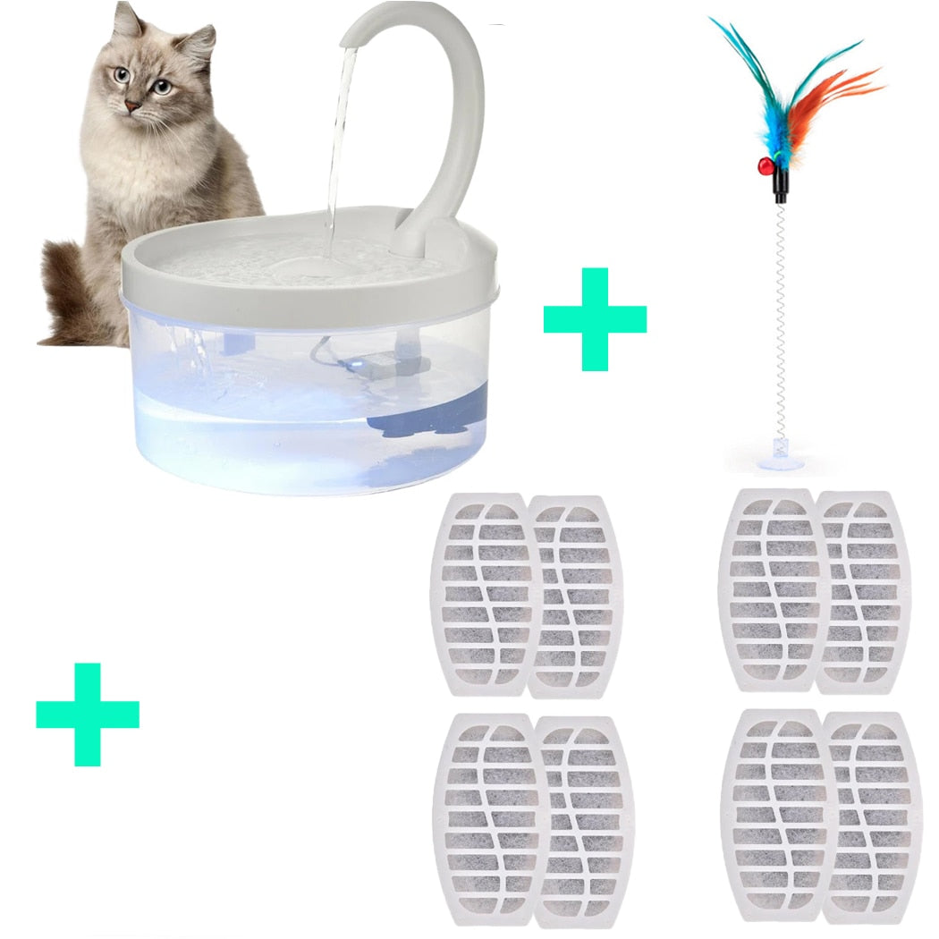 Pet Water Fountain Automatic Power-off When Lack of Water Bird Water Dispenser Dog Automatic Drinking Fountain 2L With LED Light