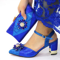 Italian Shoes and Bags to Match Shoes with Bag Set Decorated with Rhinestone Nigerian Women Wedding Shoes Set Wedding Party Bag