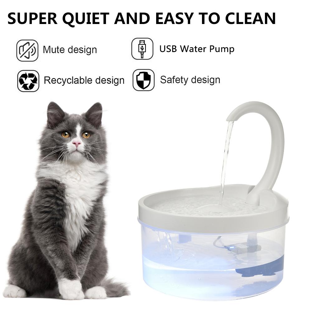 Pet Water Fountain Automatic Power-off When Lack of Water Bird Water Dispenser Dog Automatic Drinking Fountain 2L With LED Light
