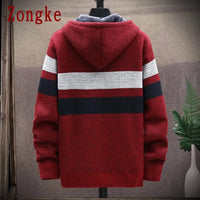 Winter Cardigan Sweater Men Coats Thick Hooded Cardigan Men Sweater Striped Mens Clothes Sweaters Cardigans 2022 M-4XL