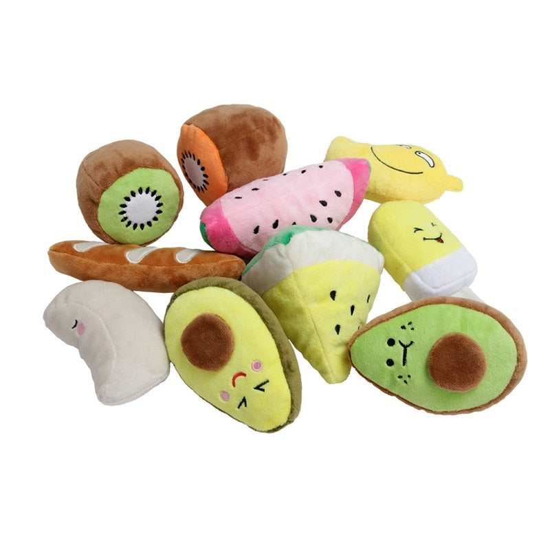 Dog Toys Plush Fruit Shaped Squeaky Cleaning Teeth Chew Toy Interactive Pet Molar Pet Toy For Dogs To Relieve Stress