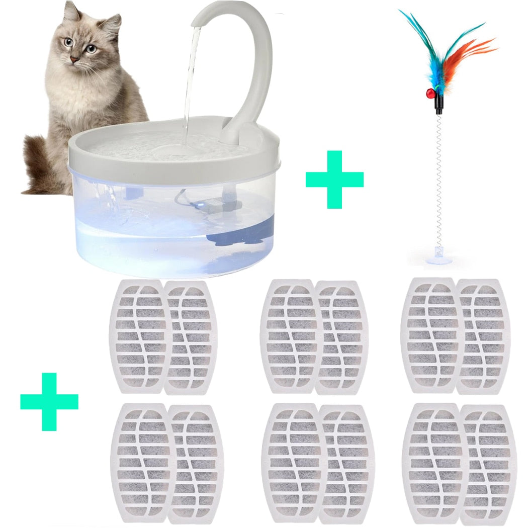 Pet Water Fountain Automatic Power-off When Lack of Water Bird Water Dispenser Dog Automatic Drinking Fountain 2L With LED Light