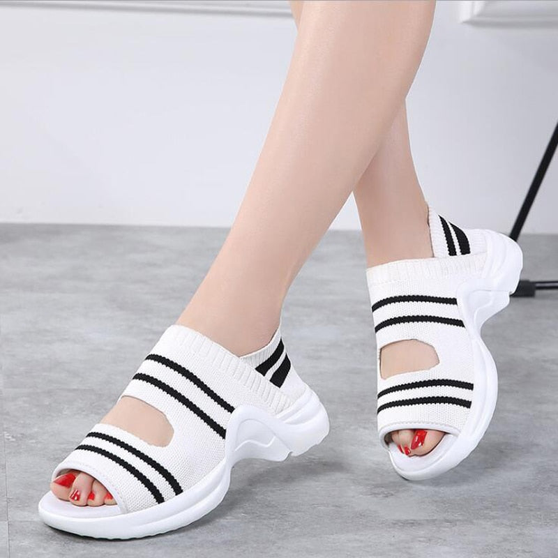 Women sandals 2022 summer shoes woman knitting breathable sandals wedges platform sandals lady comfortable shoes
