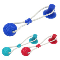 Pets Dog Toys Suction Cup Rubber Dog Chew Toys Pet Ball Tug Toy Tooth Cleaning Chewing Puppy Pet Toy Tug Rope Handle