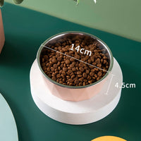 Stainless Steel Cat Bowl High Foot Dog Bowl Neck Protector Cat Food Water Bowl Anti-overturning Bowl Pet Feeder Bowl Supplies