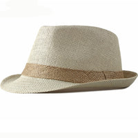 HT2378 Summer Women Men Fedoras Straw Hat Short Brim Trilby Panama Hats Men Straw Beach Sun Hats for Men Breathable Fedora Hat
