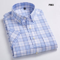 High Quality Men's Oxford Casual Shirts Leisure Design Plaid Men's Social Shirts 100% Cotton Short Sleeve Men's Dress Shirts