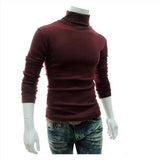 Men Sweater Solid Color Long Sleeve Turtleneck Sweater in Men's Pullovers Knitted Sweater Men Jersey Hombre Cuello