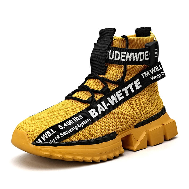 Men\'s High Top Casual Sports Shoes Flying Knitting Running Shoes High Street Popcorn Socks High Quality Men\'s Shoes