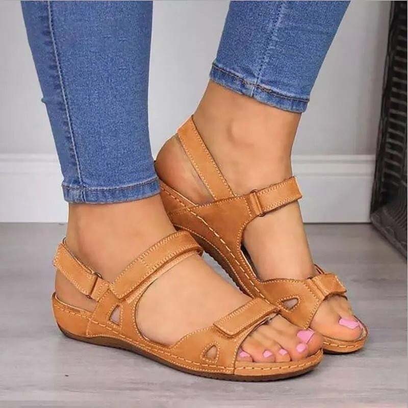 Summer Woman Sandals New College Style Ladies Sandals Low Heel Wedge Casual Women Shoes Fashion Leather New Shoes For Femme
