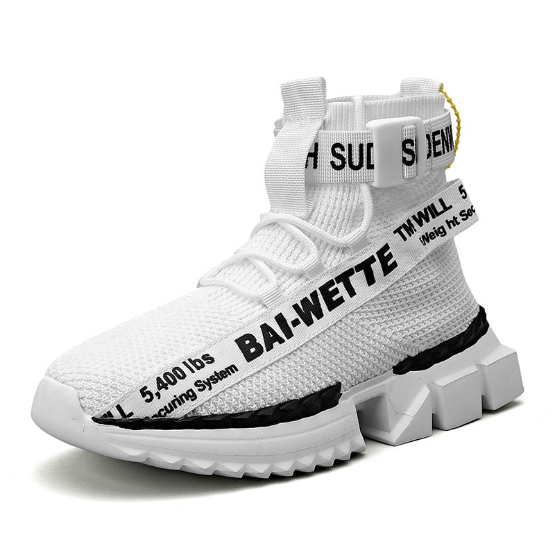 Men\'s High Top Casual Sports Shoes Flying Knitting Running Shoes High Street Popcorn Socks High Quality Men\'s Shoes