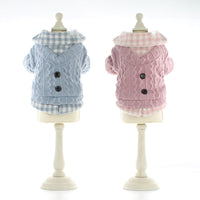 Dog Clothes For Small Dogs Knited Knited Sweater Dog Jumper Winter Warm Clothes Buttom Apparel Fake Two Pcs Plaid Design