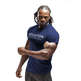 Men Tshirt Bodybuilding Breathability Cotton Summer Casual Letter Printed Short Sleeve Shirt Men Workout 3XL