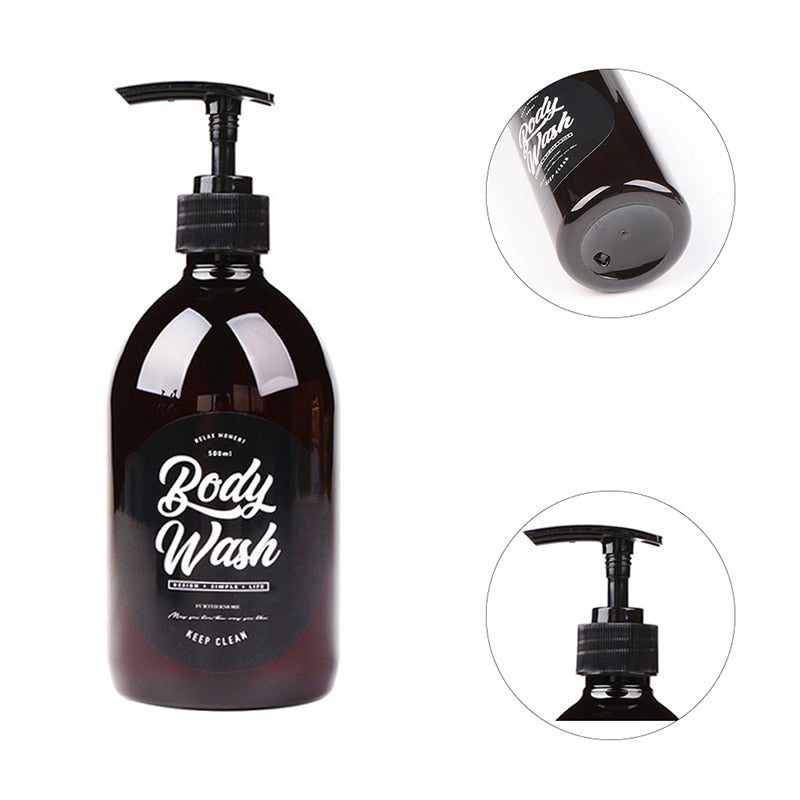 500ml Nordic PET Soap Bottle Brown Bathroom Shower Gel Refillable Bottles Shampoo Wash Hair Conditioner Lotions Press Dispenser