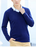 Men's Cashmere Cotton Blend Warm Pullovers Sweater V Neck Knit Winter New Tops Male Wool Knitwear Jumpers