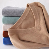 Men's Cashmere Cotton Blend Warm Pullovers Sweater V Neck Knit Winter New Tops Male Wool Knitwear Jumpers