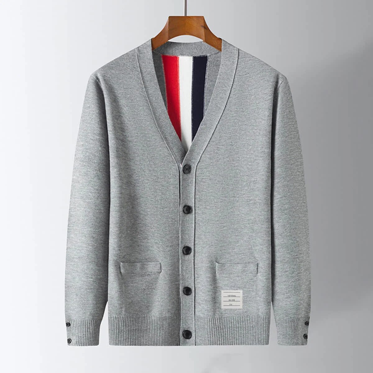 Mens Cardigan Luxury TB Fashion Brand Thom 3 Bar Funmix Jacquard Sweaters Males V-Neck Striped Street Fashion Wear Cardigan