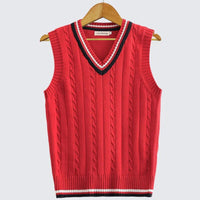 2023 Spring Autumn Men Uniform Vest Fashion V Neck Pullover Boys British Student Sleeveless Waistcoat Tank Tops Sweaters