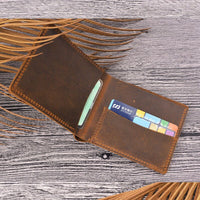 Handmade Personalised Leather Wallet for Men Slim Breif Men Wallets Short Vintage Retro Manmade Wallet Money Bags