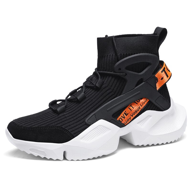 Men\'s High Top Casual Sports Shoes Flying Knitting Running Shoes High Street Popcorn Socks High Quality Men\'s Shoes