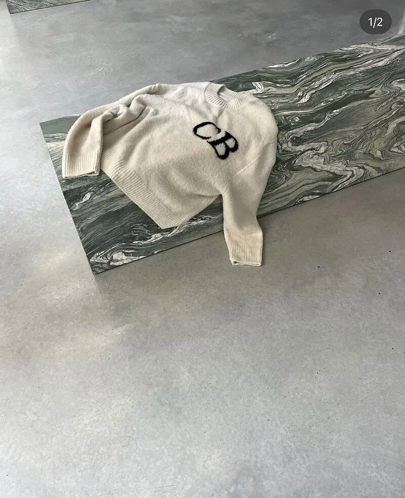 Letter Jacquard Logo Oversize Sweatshirts Men Women High Quality O-Neck Cole Buxton Knit Sweater
