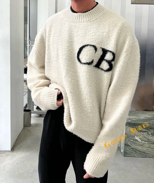 Letter Jacquard Logo Oversize Sweatshirts Men Women High Quality O-Neck Cole Buxton Knit Sweater