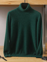 MVLYFLRT Men's 100% pure Mink velvet Cashmere Sweater High Lapels Pullovers Knitted Winter New Tops Long Sleeve High-End Jumpers
