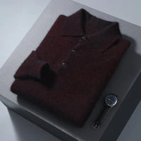 Men's 100% Mink Cashmere Large Size Sweaters Autumn Winter Solid POLO-neck Casual Knit Pullovers Men Long Sleeve Warm Jumper to