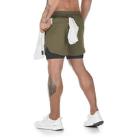 Men Shorts Running Gym Sports Shorts Pocket 2 In 1 Quick Dry Workout Training Gym Fitness Jogging Short Pants Summer Men Shorts