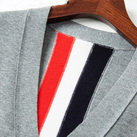 Mens Cardigan Luxury TB Fashion Brand Thom 3 Bar Funmix Jacquard Sweaters Males V-Neck Striped Street Fashion Wear Cardigan