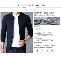 BROWON 2023 Cardigan Autumn Winter Knitted Cardigan for Men Sweater  Slim Fit Sweaters Men Coat Pure Color Jacket Cardigan