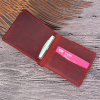 Handmade Personalised Leather Wallet for Men Slim Breif Men Wallets Short Vintage Retro Manmade Wallet Money Bags