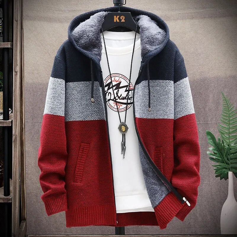 2023 Autumn and Winter New Fashion Trend Plus Fleece Hooded Sweater Men's Casual Loose Thickened Warm High-Quality Sweater M-5XL