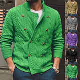 New 2023 Autumn Winter Knitted Cardigan Men Double Breasted Sweater Coat Male Streetwear Winter Warm Turtleneck Men Clothing
